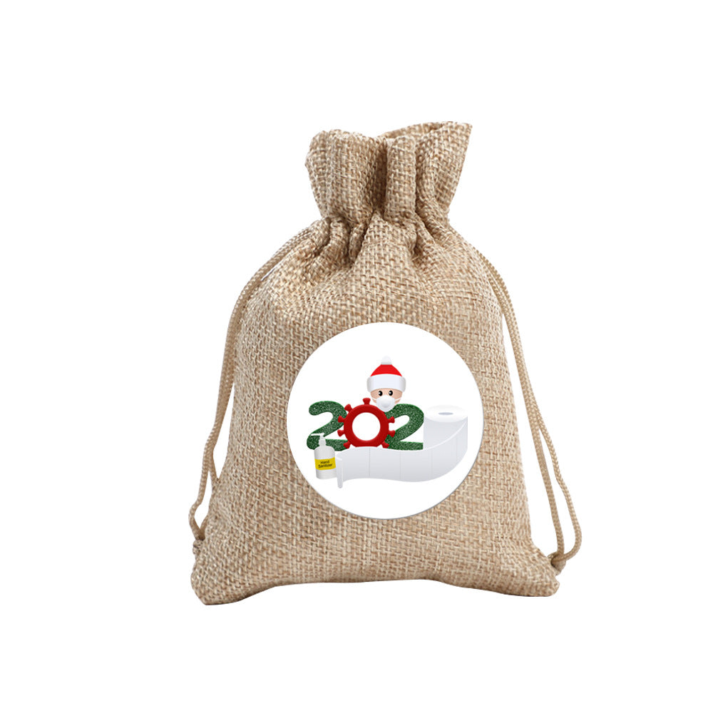 Fabric Christmas sack, 3.9 by 5.5 inches, for sweets and small gifts