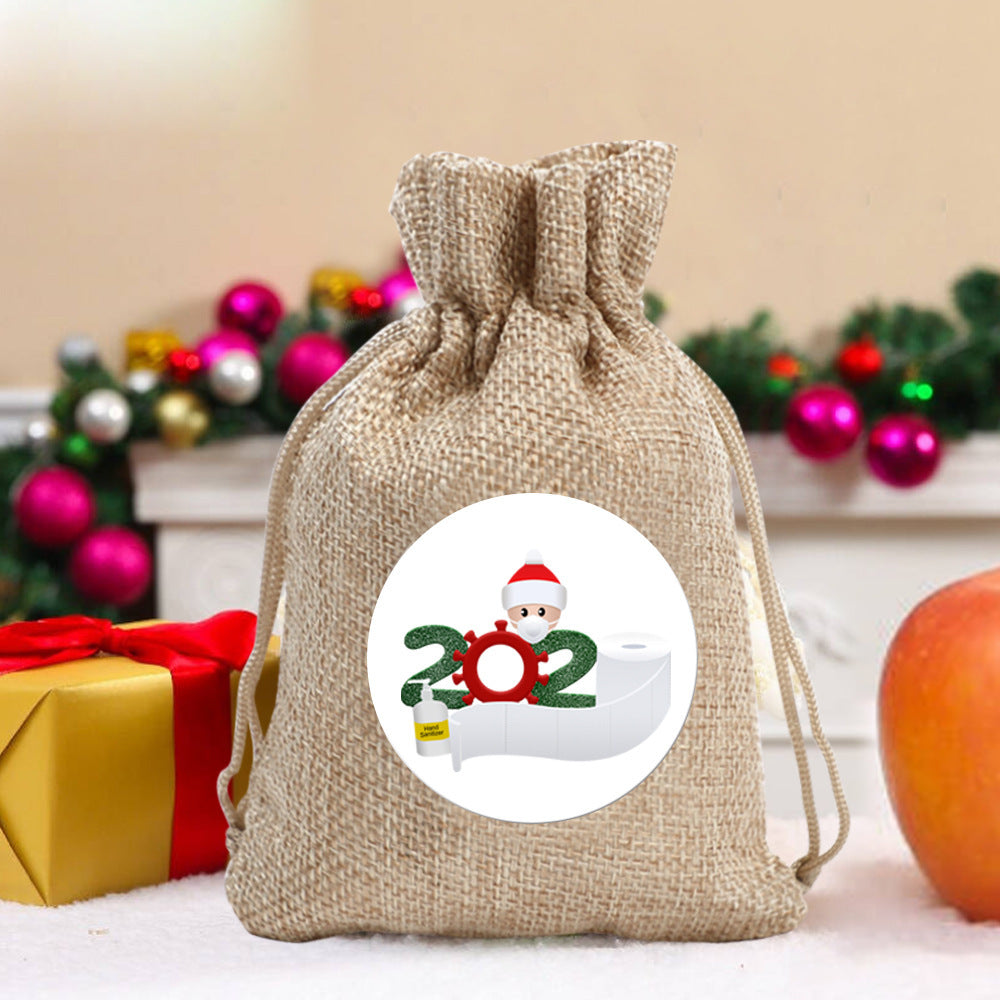 Small Christmas gift sack measuring 3.9 by 5.5 inches