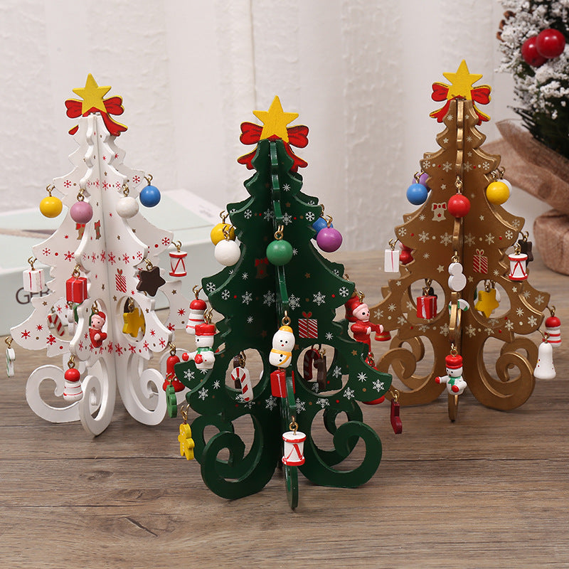 Laser cut MDF Christmas tree ornament measuring 7.5 by 4.1 inches