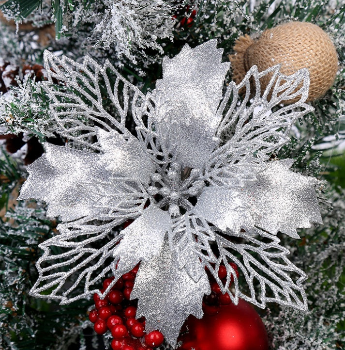 Glitter coated Christmas wreath ring, also offered in silver