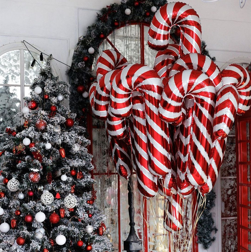 Red aluminum foil Christmas balloon that can be deflated and reinflated