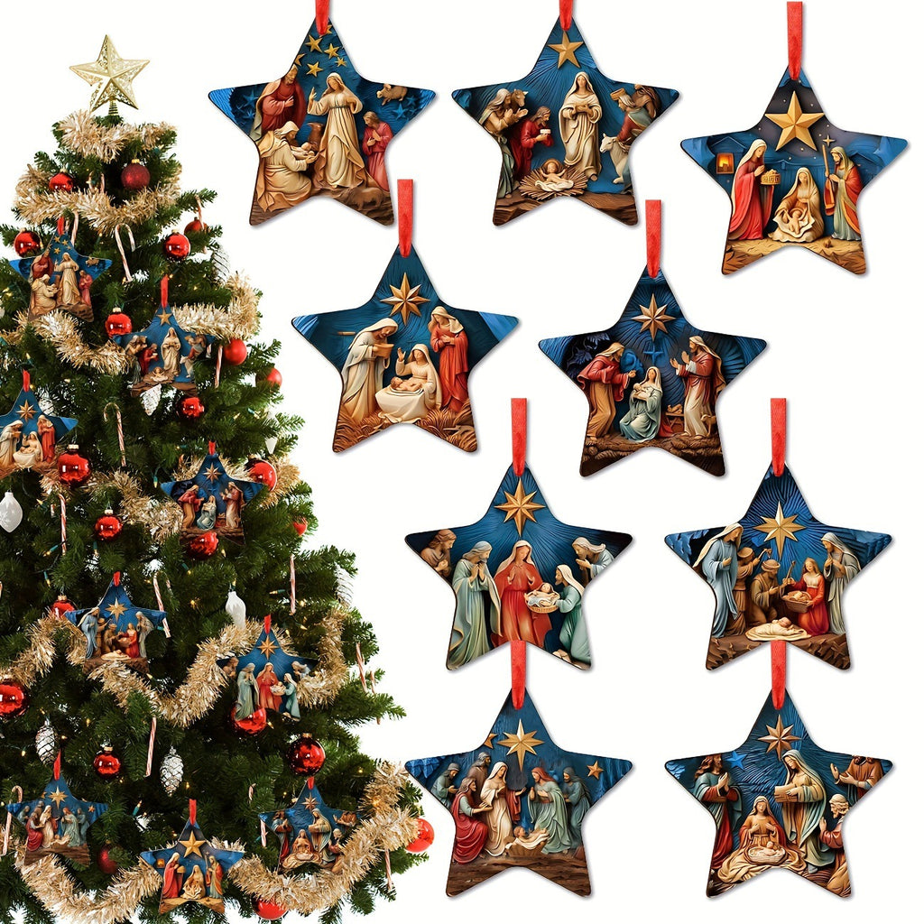 Solid wood Christmas pendants for a tree, a garland or a wreath