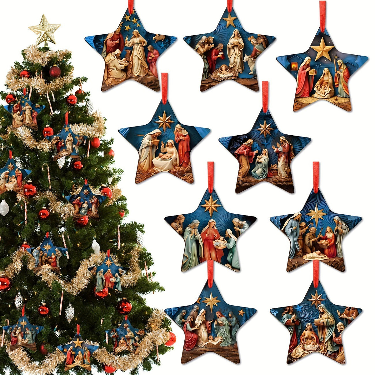 Solid wood Christmas pendants for a tree, a garland or a wreath
