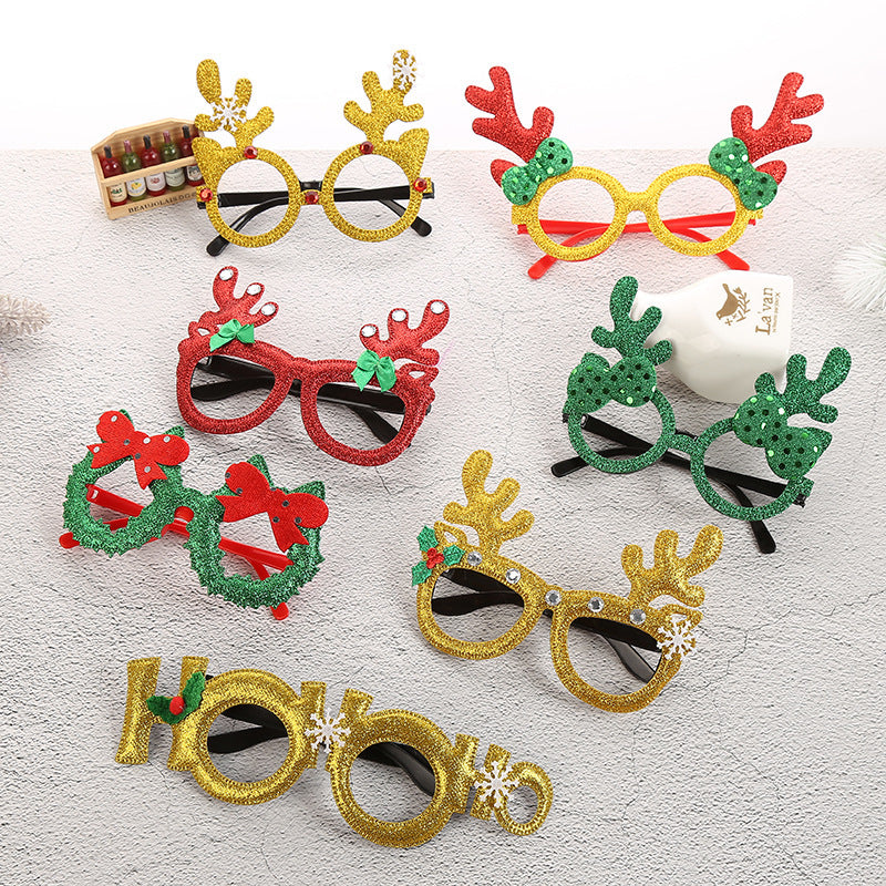 Novelty Christmas party glasses frame cut from light non-woven fabric