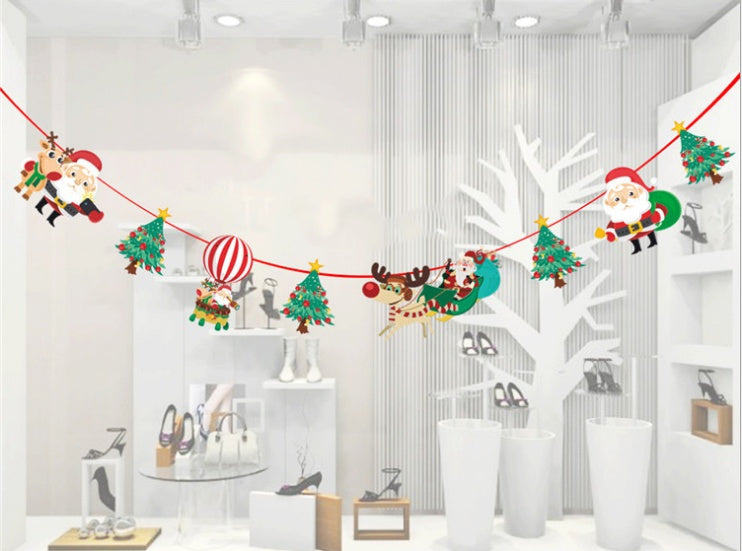 Second cartoon style of the paper Christmas hanging banner