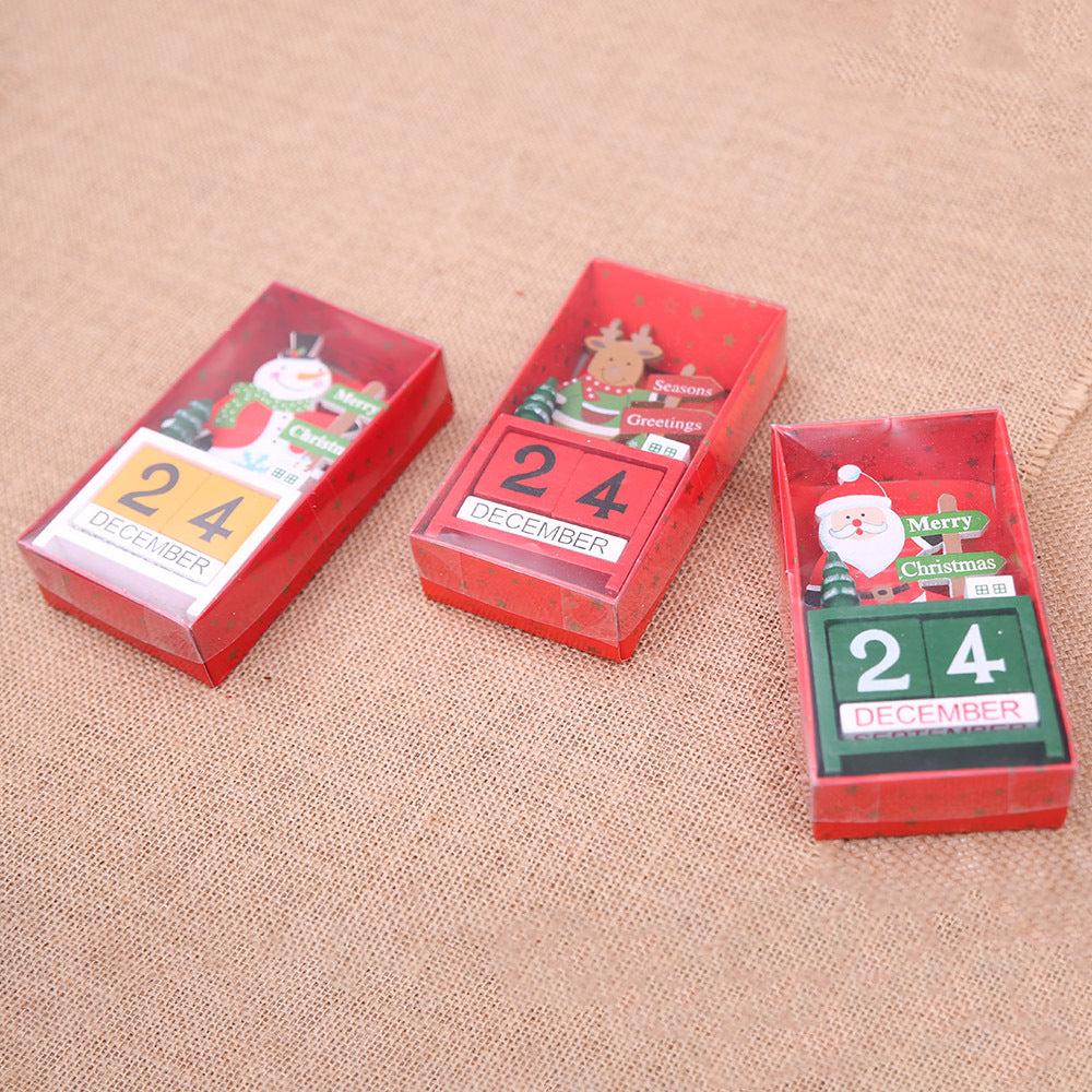 Reindeer design wooden calendar, one of three characters offered