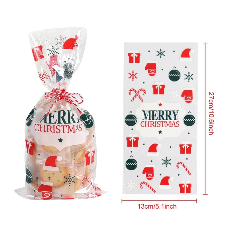 Christmas tree print clear candy bag, 5.1 by 10.6 inches