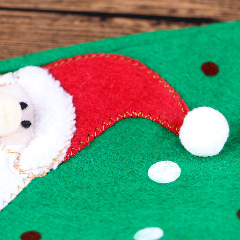 Green Santa cloth sleeve that slips over a standard wine bottle
