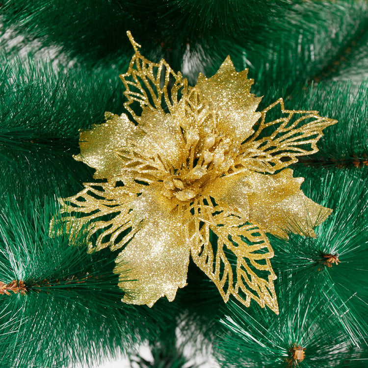 Glitter flower picks offered in red, silver and gold, one per pack