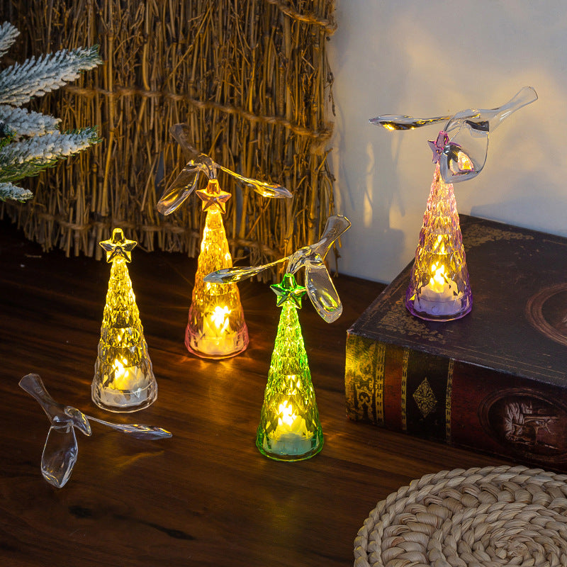 Green rotating bird Christmas night light standing 4.5 inches tall