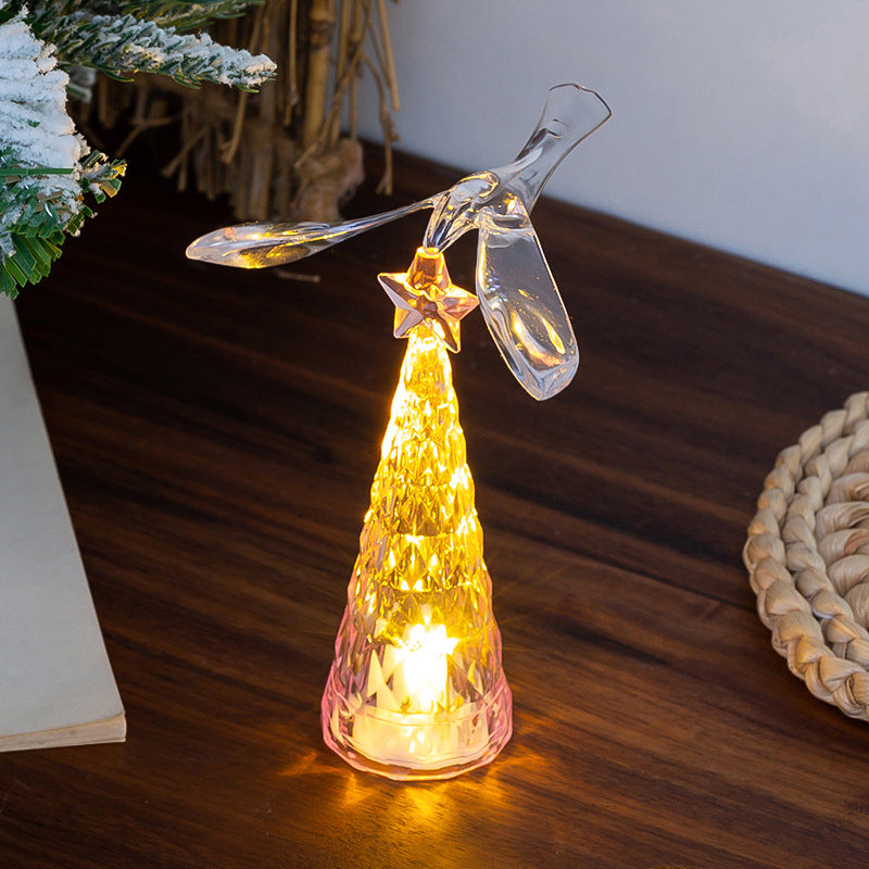 Pink mini tree night light on a 1.6 by 1.6 inch base
