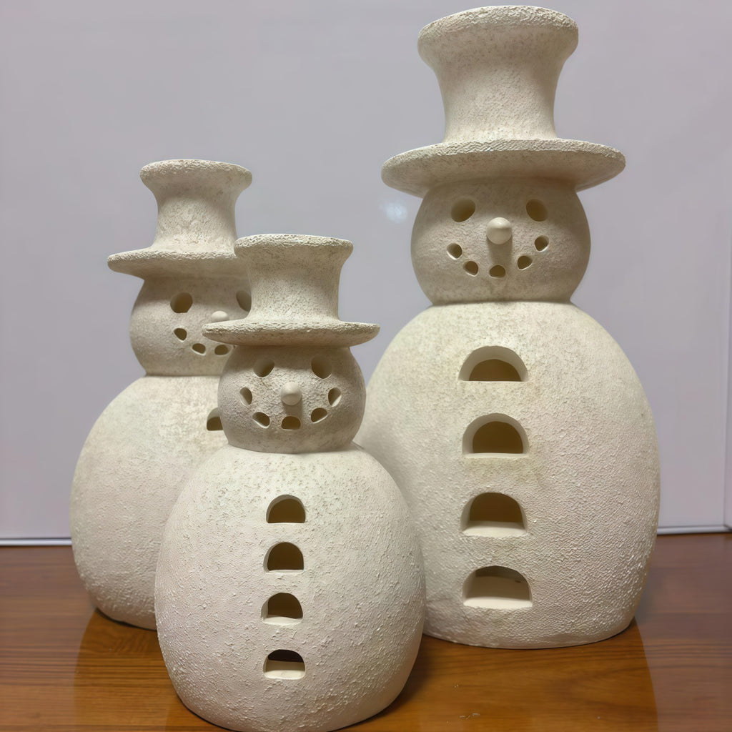 Smallest snowman of the three piece set, 5.9 inches tall