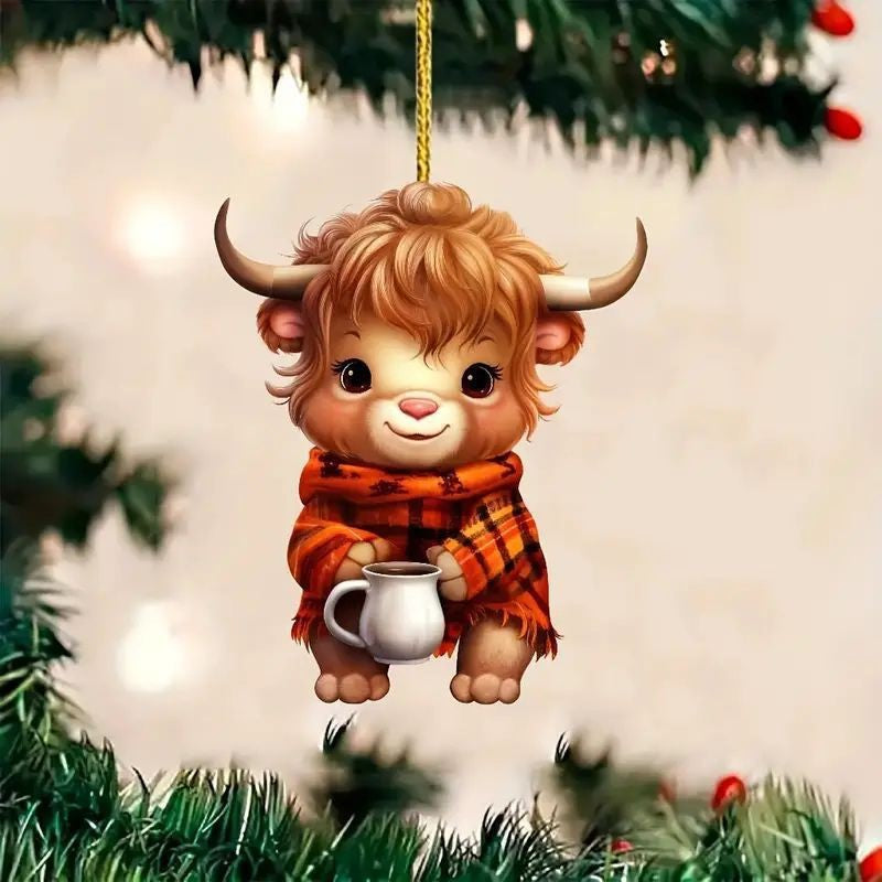 Flat hanging Christmas ornament molded from clear acrylic