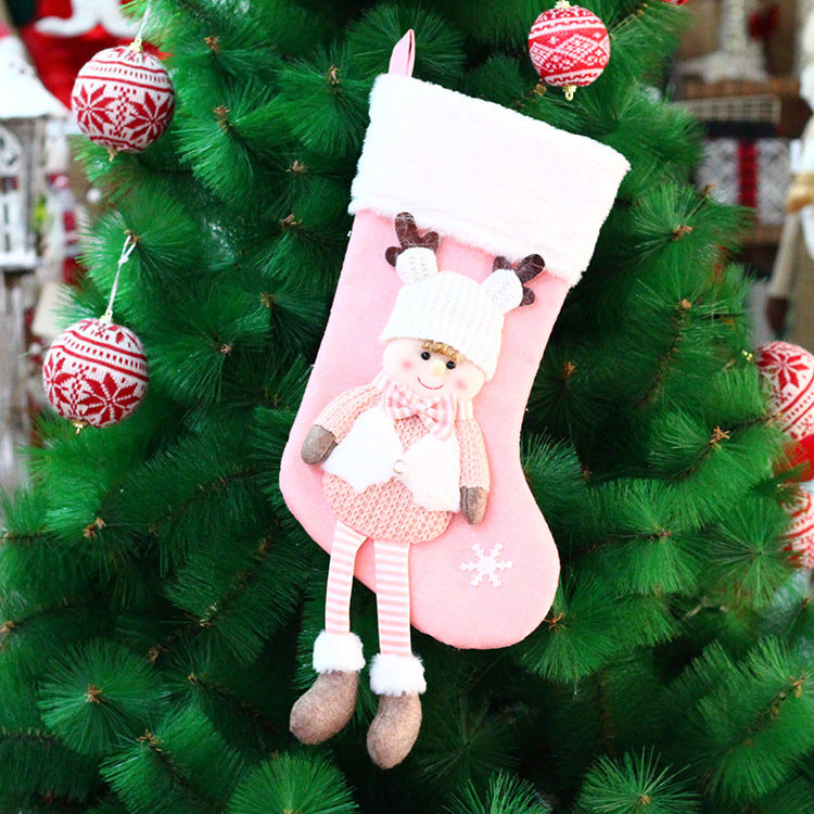 Girl doll knitted Christmas gift bag from the same five design range