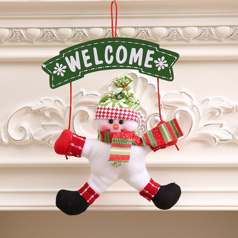 Christmas door hanger measuring 7.9 by 13.8 inches in non-woven fabric