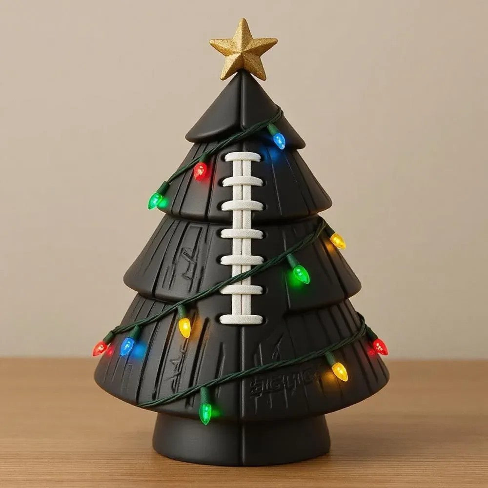Football Christmas tree figurine, one of seven designs offered