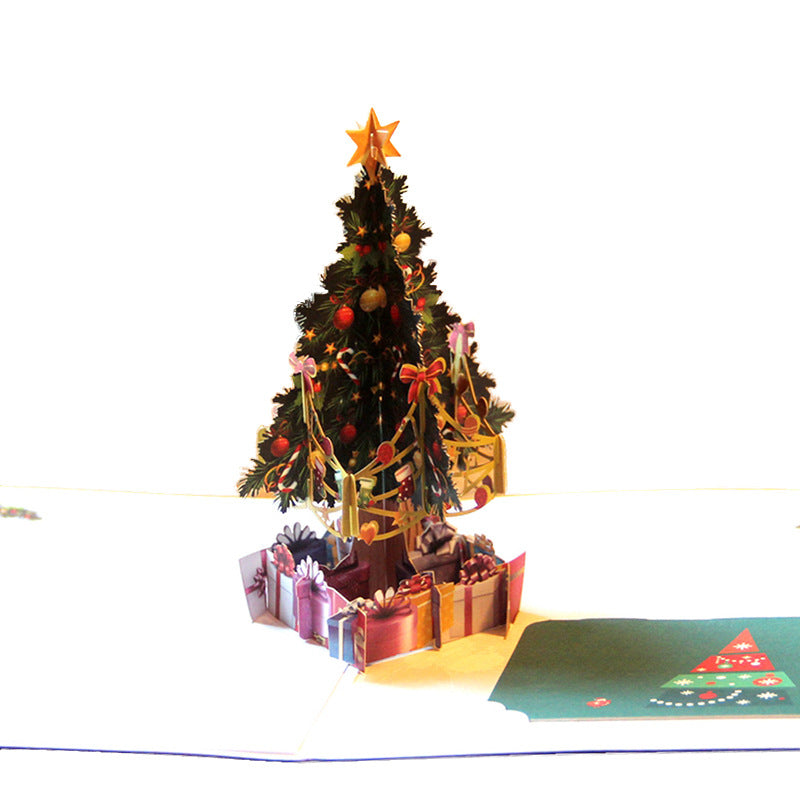 Christmas card measuring 5.9 by 5.9 inches and folding flat