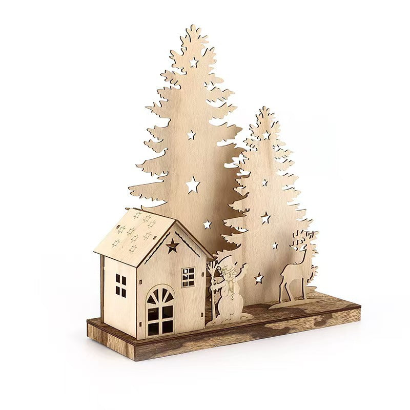Wooden Christmas craft ornament showing the natural timber grain