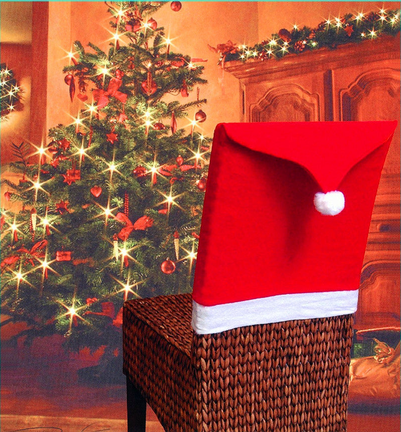 Fabric Christmas chair back cover measuring 20.1 by 18.9 inches
