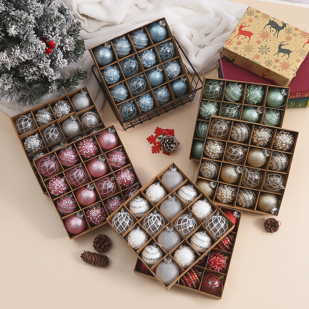 Plastic Christmas tree baubles measuring 2.4 inches across