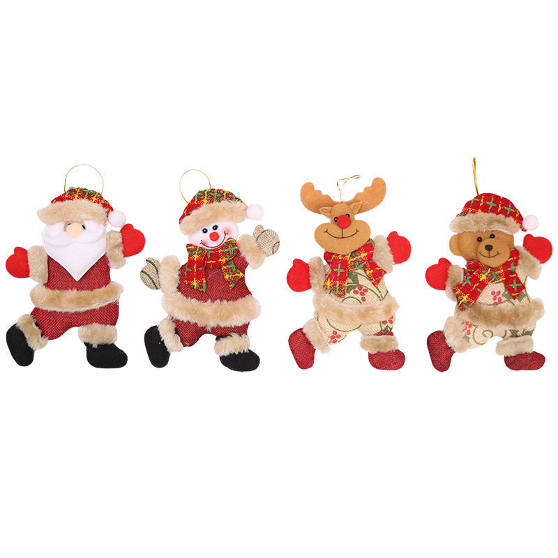 Cloth snowman ornament with long dangling fabric legs