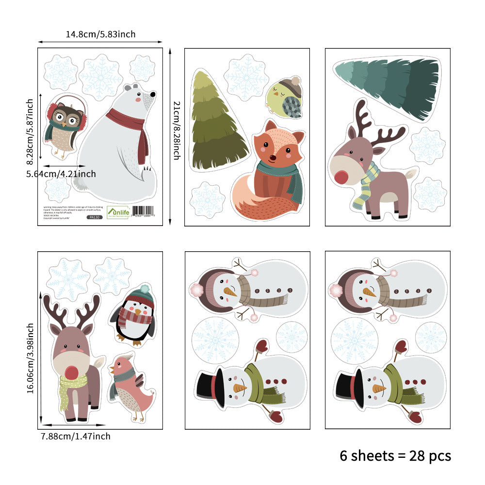 Christmas wall stickers sized 5.8 by 8.3 inches per printed sheet
