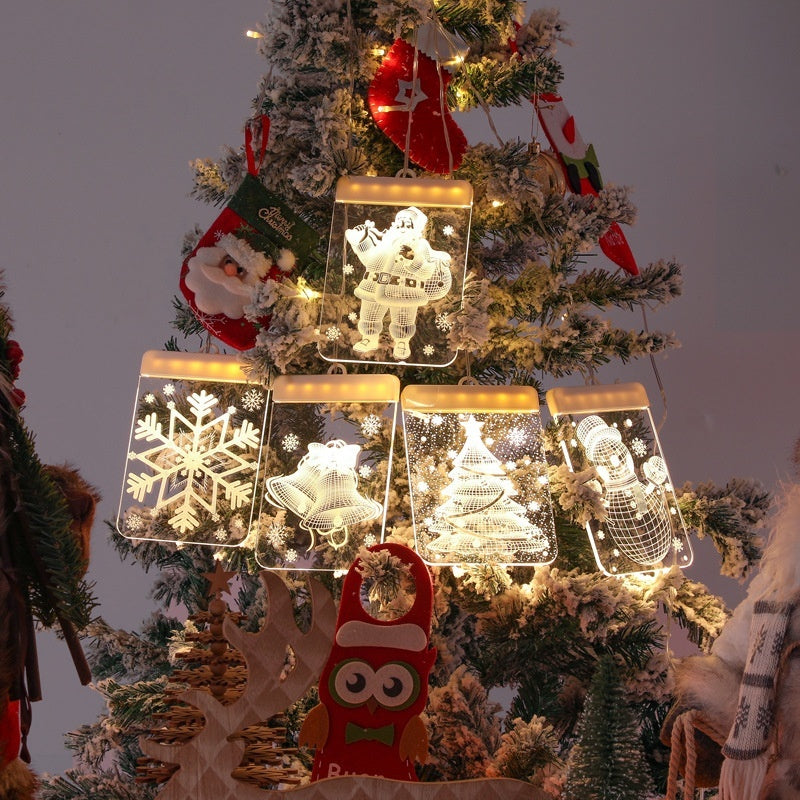 Flat LED Christmas light panel with a cut holiday pattern