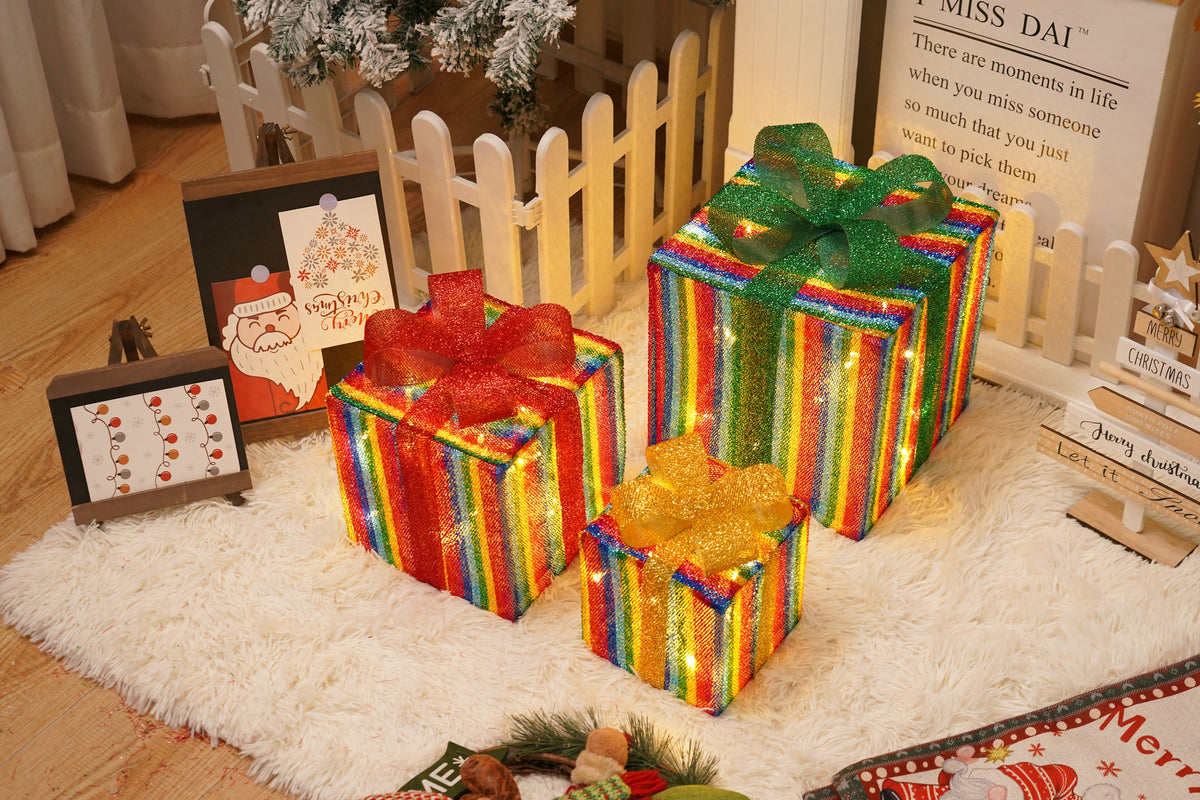 Laser pink light up Christmas gift box, one of 26 designs