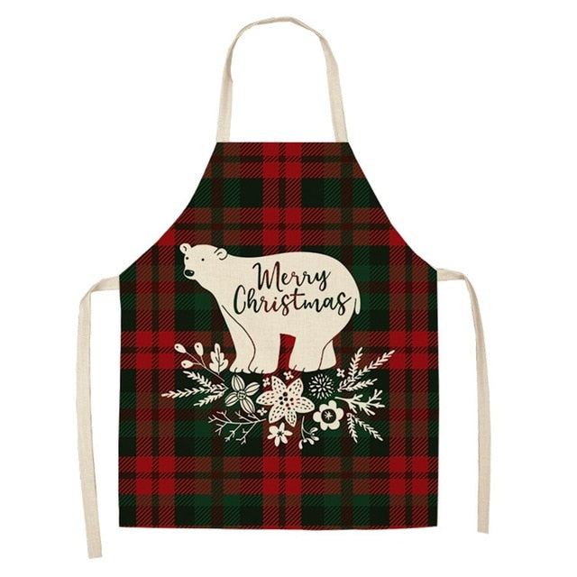 Christmas apron with a bold holiday graphic filling the front panel