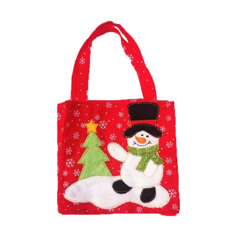 Red snowman Christmas candy bag with a green scarf