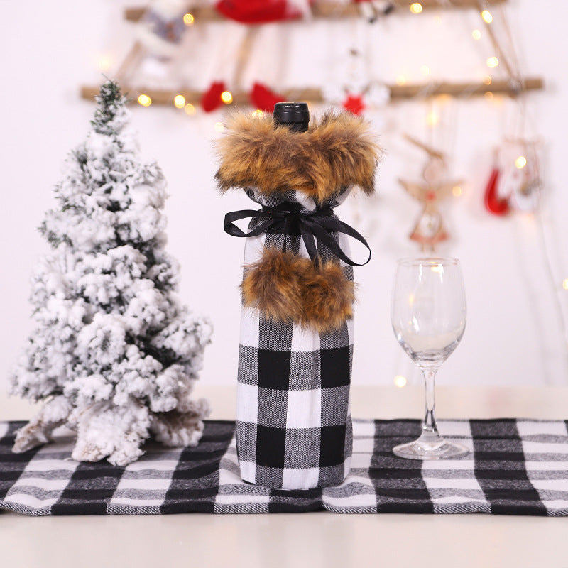 Cloth Christmas bottle cover sized to fit a standard wine bottle