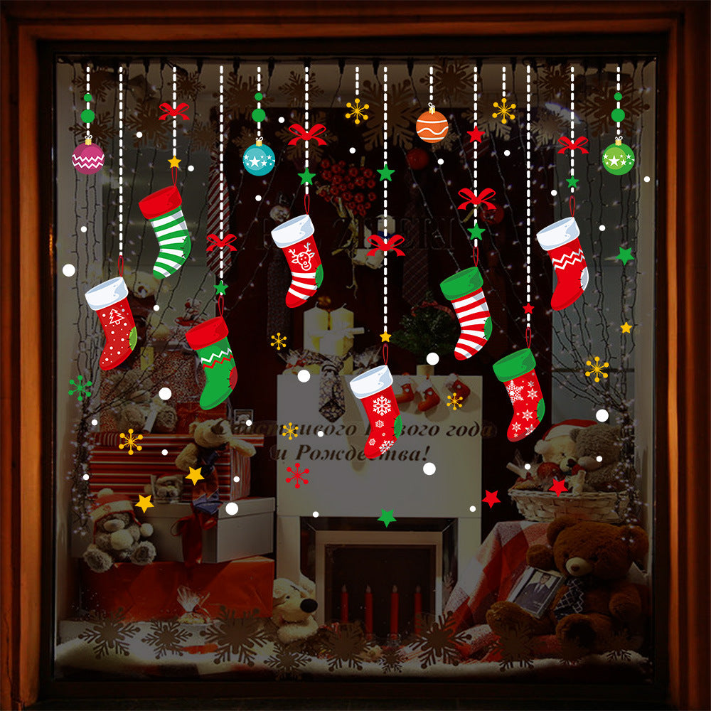 Printed Christmas window sticker separated from its backing paper