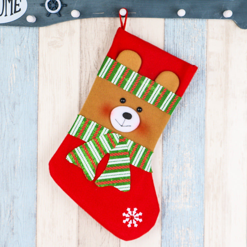 Reindeer design Christmas gift sock measuring 15 by 7.5 inches