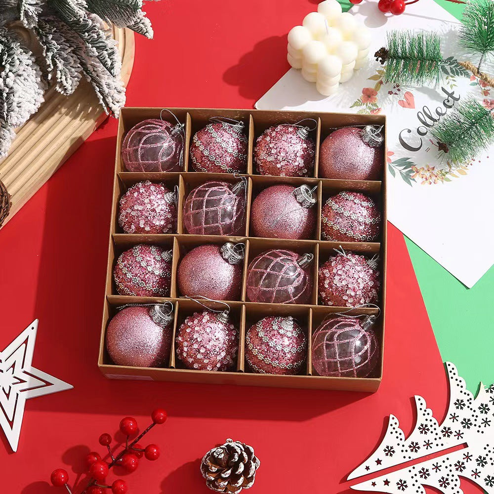 Red plastic Christmas gift ball ornaments from the seven color range