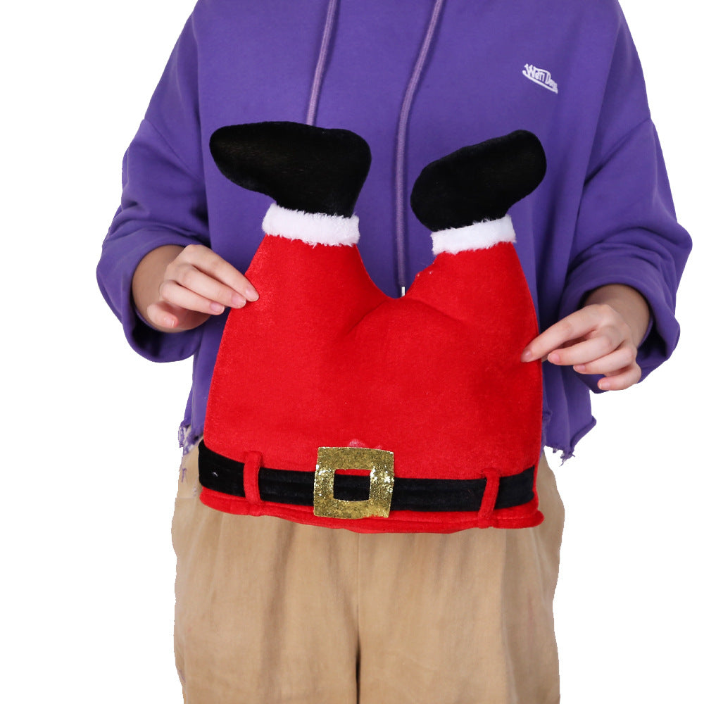 Soft flannel Christmas hat with the familiar cone and cuff shape