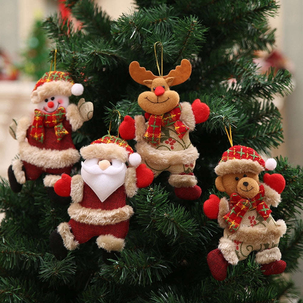 Four cloth Christmas hanging ornaments supplied in the Set of 4