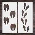 Six piece set of Christmas footprint templates in white plastic