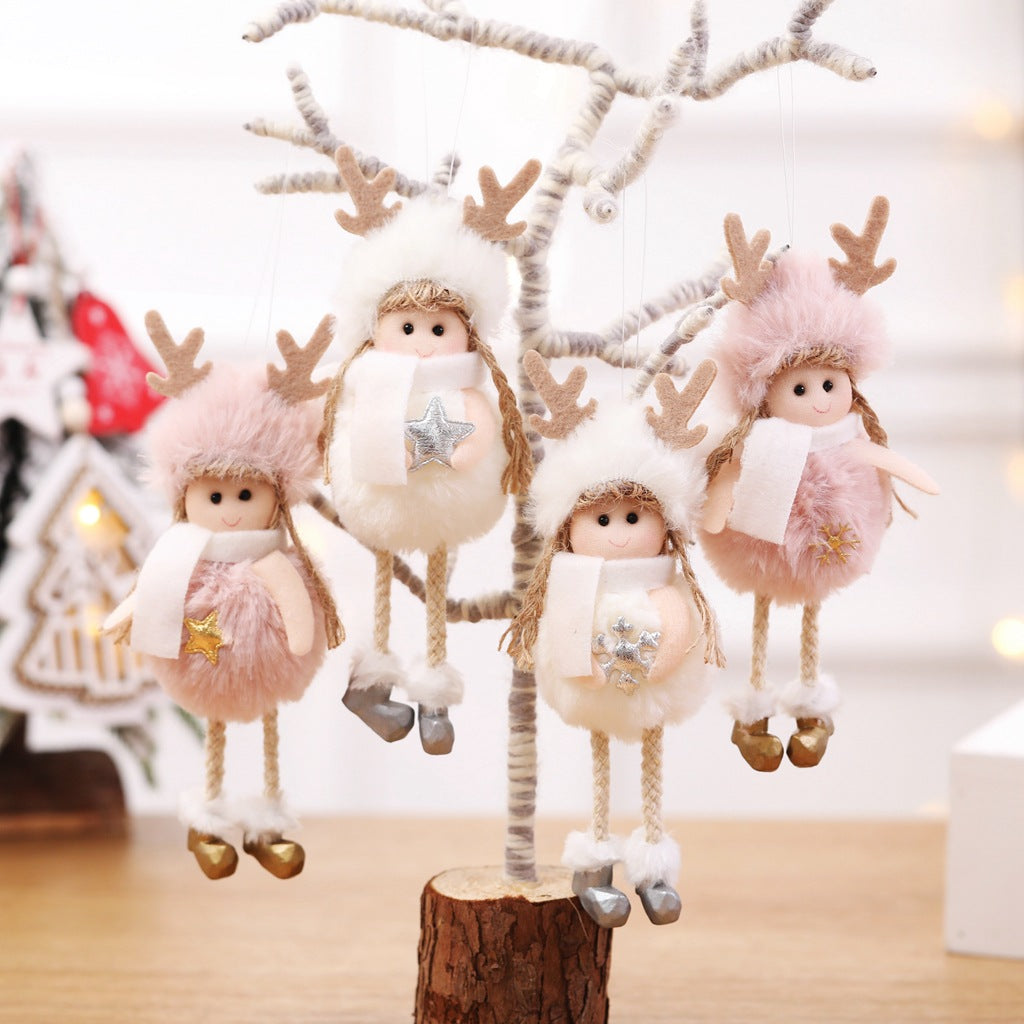Pink plush angel Christmas pendant from the fourteen style range