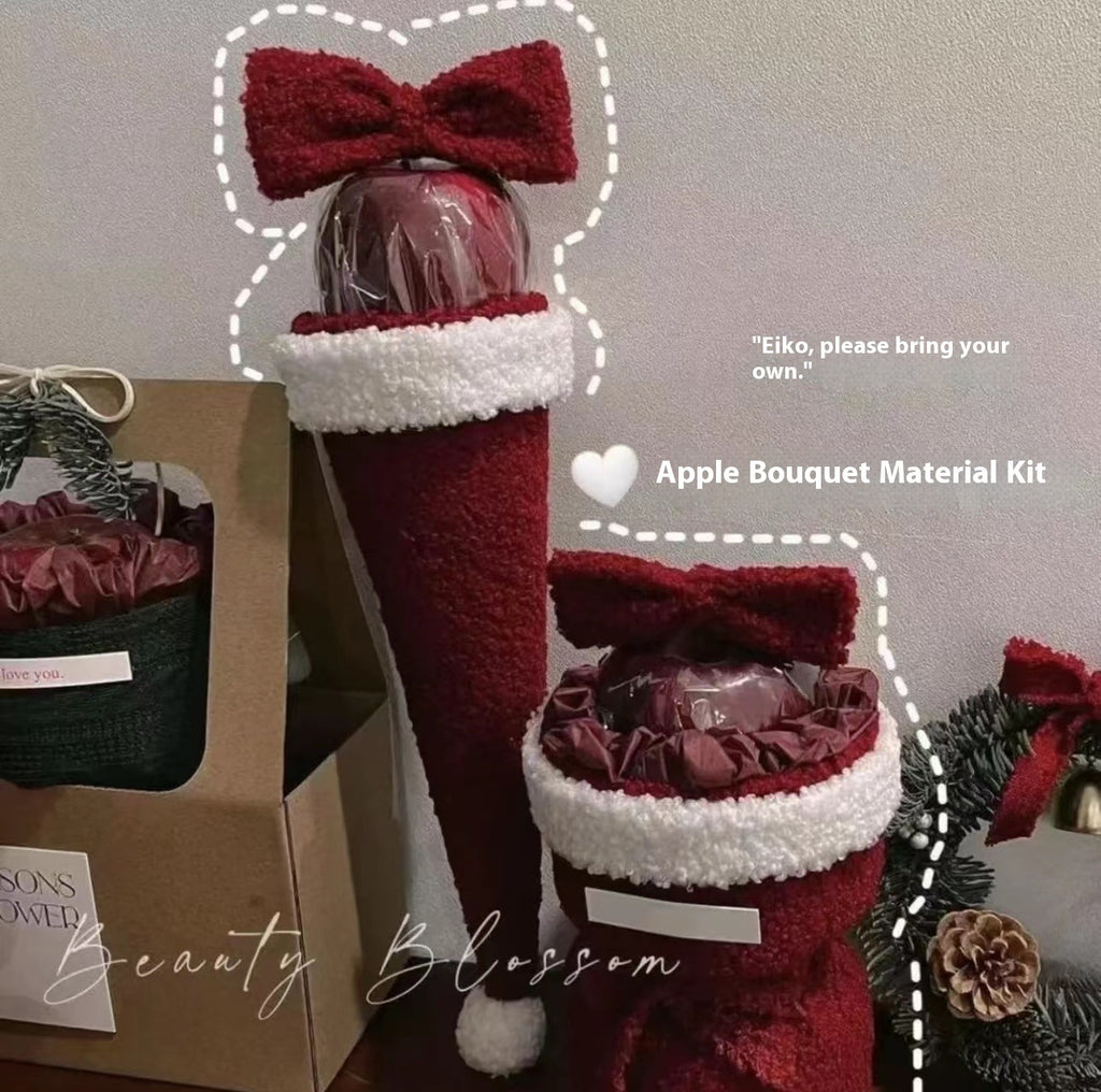 Finished Christmas cone made to hold an apple or a small gift
