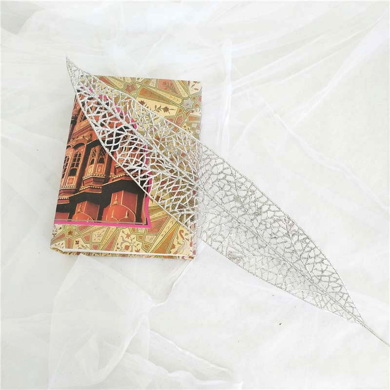 Pink glitter leaf Christmas tree pick with a 17.7 inch stem