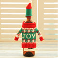 Two knitted Christmas bottle covers from the four design range