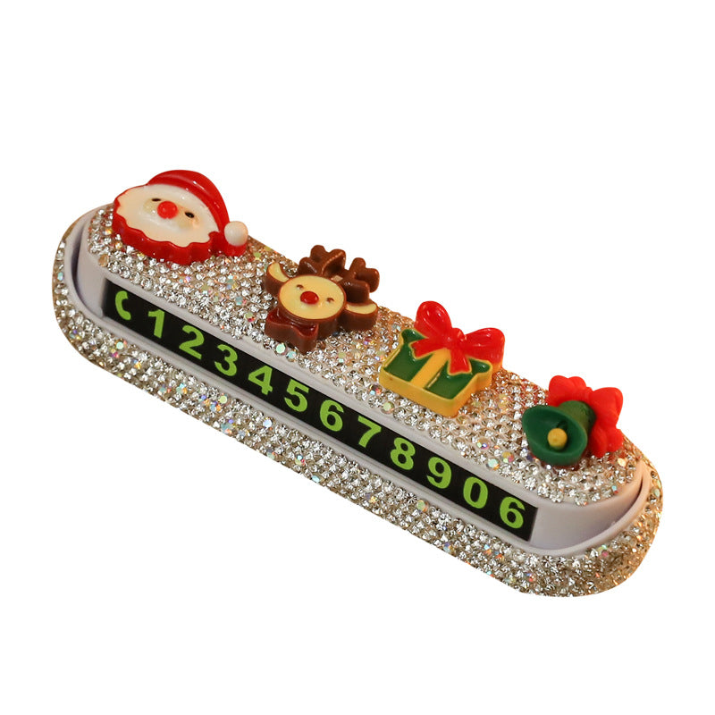 Cartoon Christmas number plate for a car dashboard, one of five printed styles