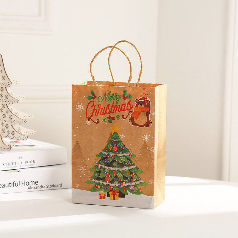 Printed Christmas design on 5.3 ounce kraft paper gift bag stock