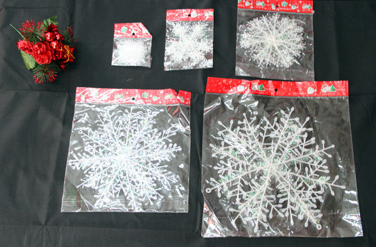 Molded detail on a 4.3 inch plastic Christmas snowflake