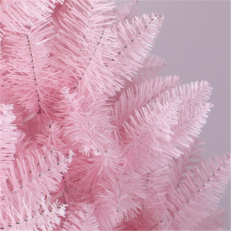Artificial pink Christmas tree packed at 3.9 by 3.9 by 23.6 inches