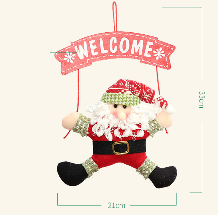 Printed non-woven Christmas door hanger that sits flat against a door