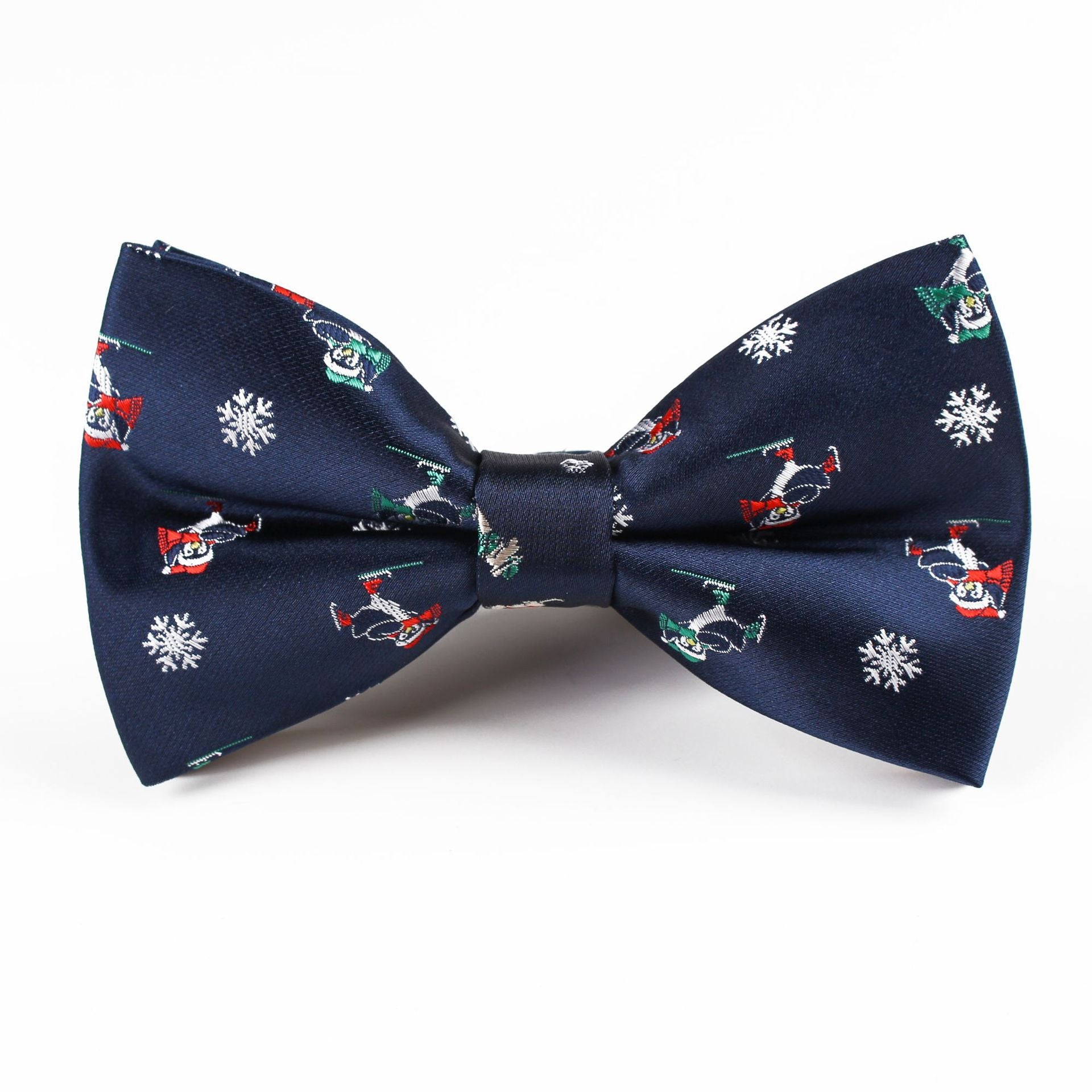 Jacquard polyester Christmas bow tie in a flat head shape