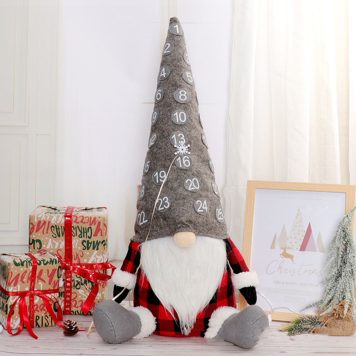 Hanging cloth Christmas figure measuring 29.1 by 7.9 inches
