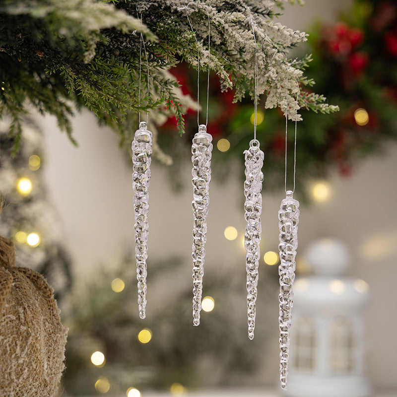 Transparent icicle drop from the twelve piece Christmas ornament set
