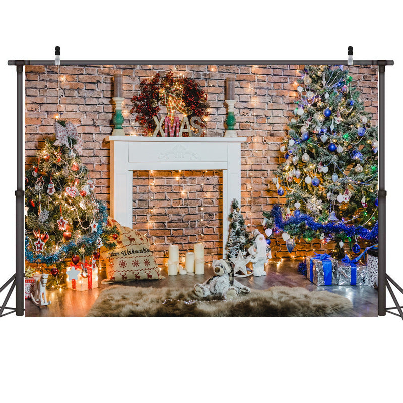 Printed photo cloth Christmas backdrop supplied as a single hanging panel